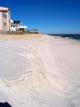 Beach erosion on Long beach Island, NJ, looking north
