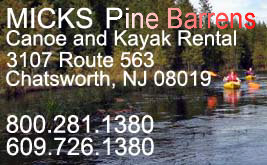 Rent a Canoe or Kayak at Mick's Canoe and kayak Rental in Chatsworth, deep in the Pine Barrens!
